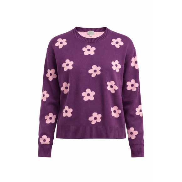 Berkley Jensen Sweaters - Berkley Jensen Sweater Women Small Floral Crewneck Purple Pink Knit